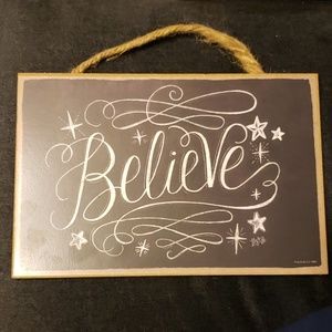 "Believe" Chalkboard Art Wooden Plaque Wall Sign